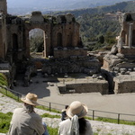 Touristes allemands en pause à Taormine