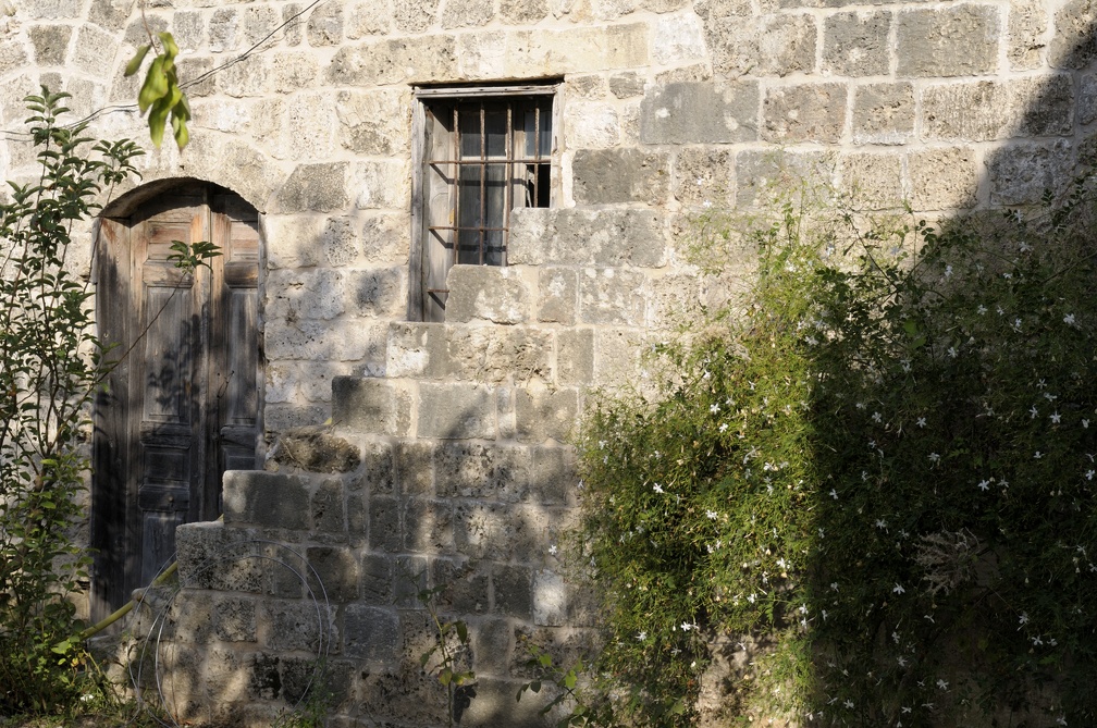 Escalier, jasmin et porte