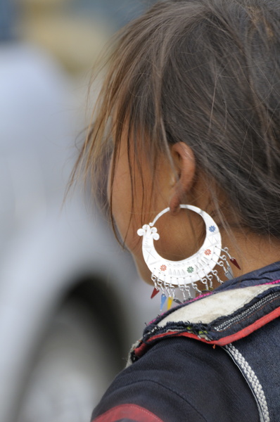 Boucle d'oreille argent hmong
