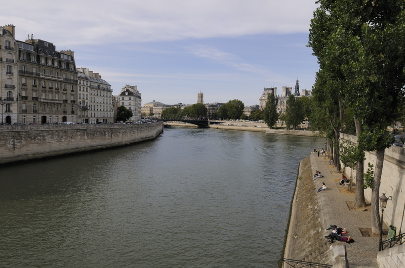 L'ile Saint-louis (à d), l'ile de la Cité (à g) et le pont d'Arcole (au fond)